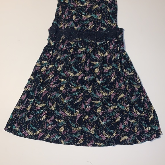 Free People Black, Green, and Purple Dress with Lace - Women’s Size Medium - Picture 4 of 7